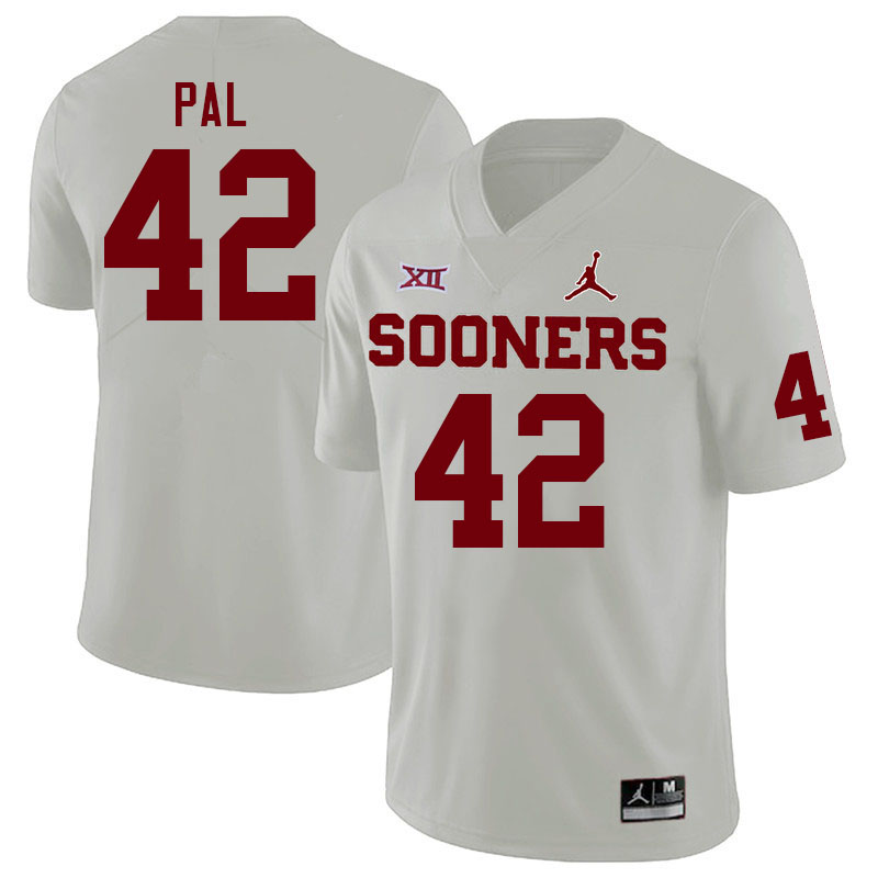 Men #42 Jozsef Pal Oklahoma Sooners College Football Jerseys Stitched-White - Click Image to Close